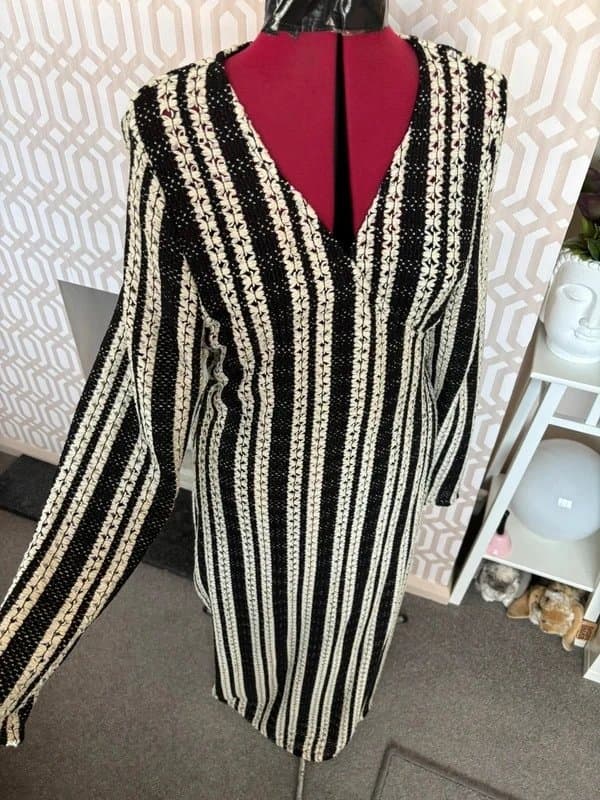 Never Fully Dressed **Never fully dressed **Monochrome crochet wrap dress size 18**