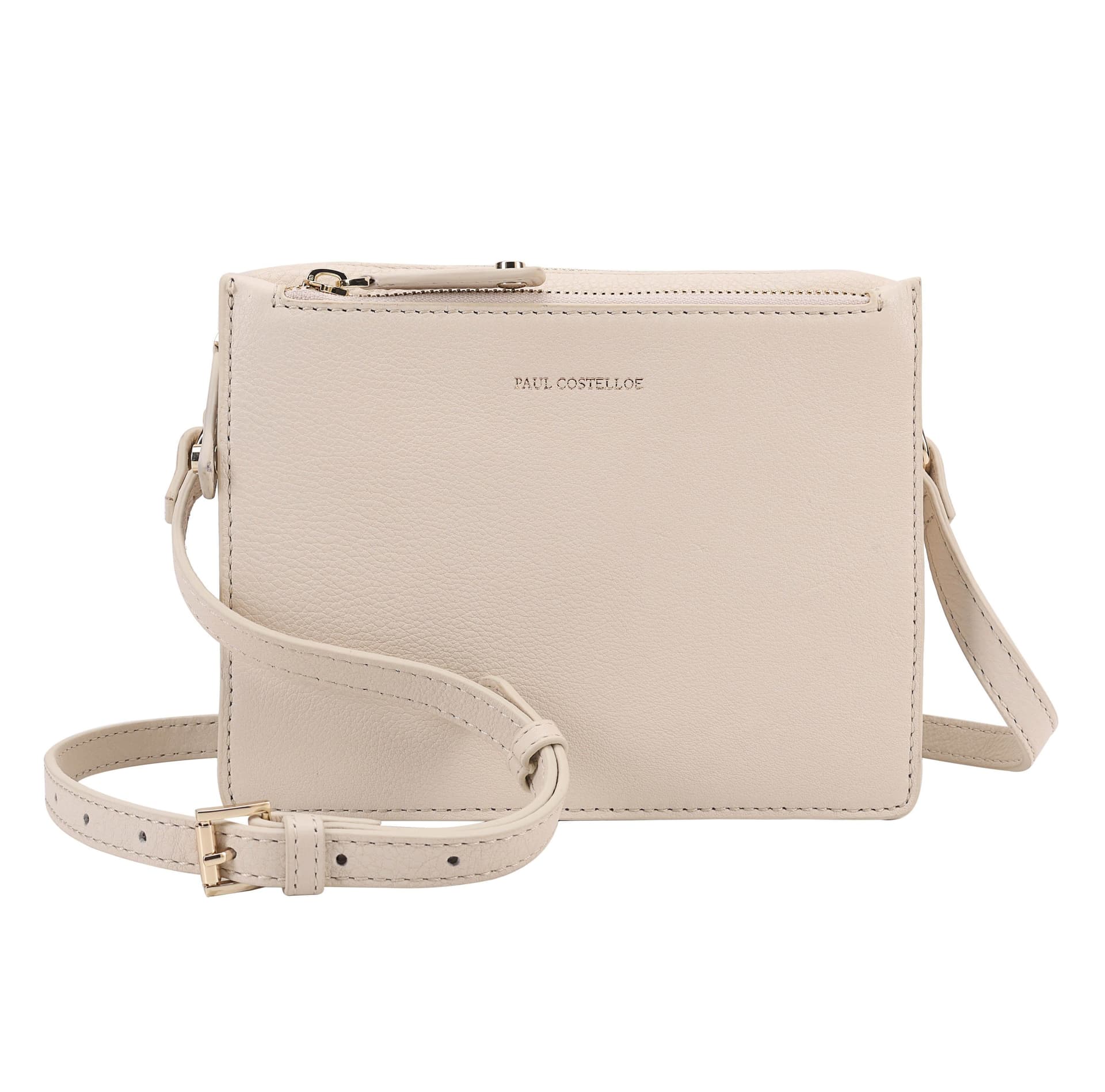 Paul Costelloe Paul Costelloe Women's Thaya Light Beige Leather Crossbody Bag
