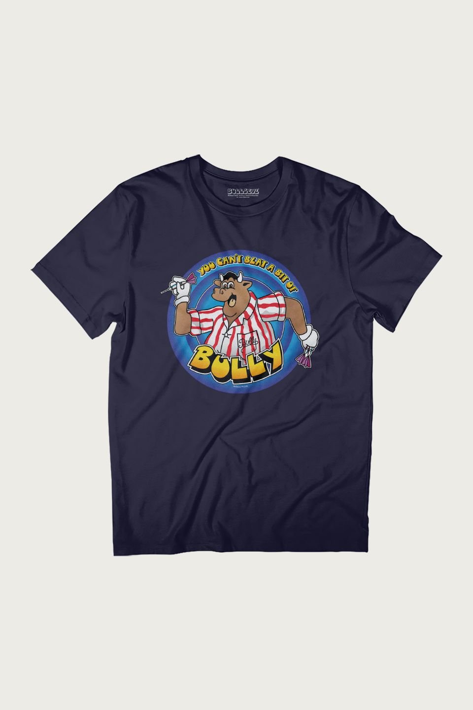 Bullseye Bullseye Men's You Can't Beat A Bit Of Bully Retro Darts T-Shirt in Navy - 2