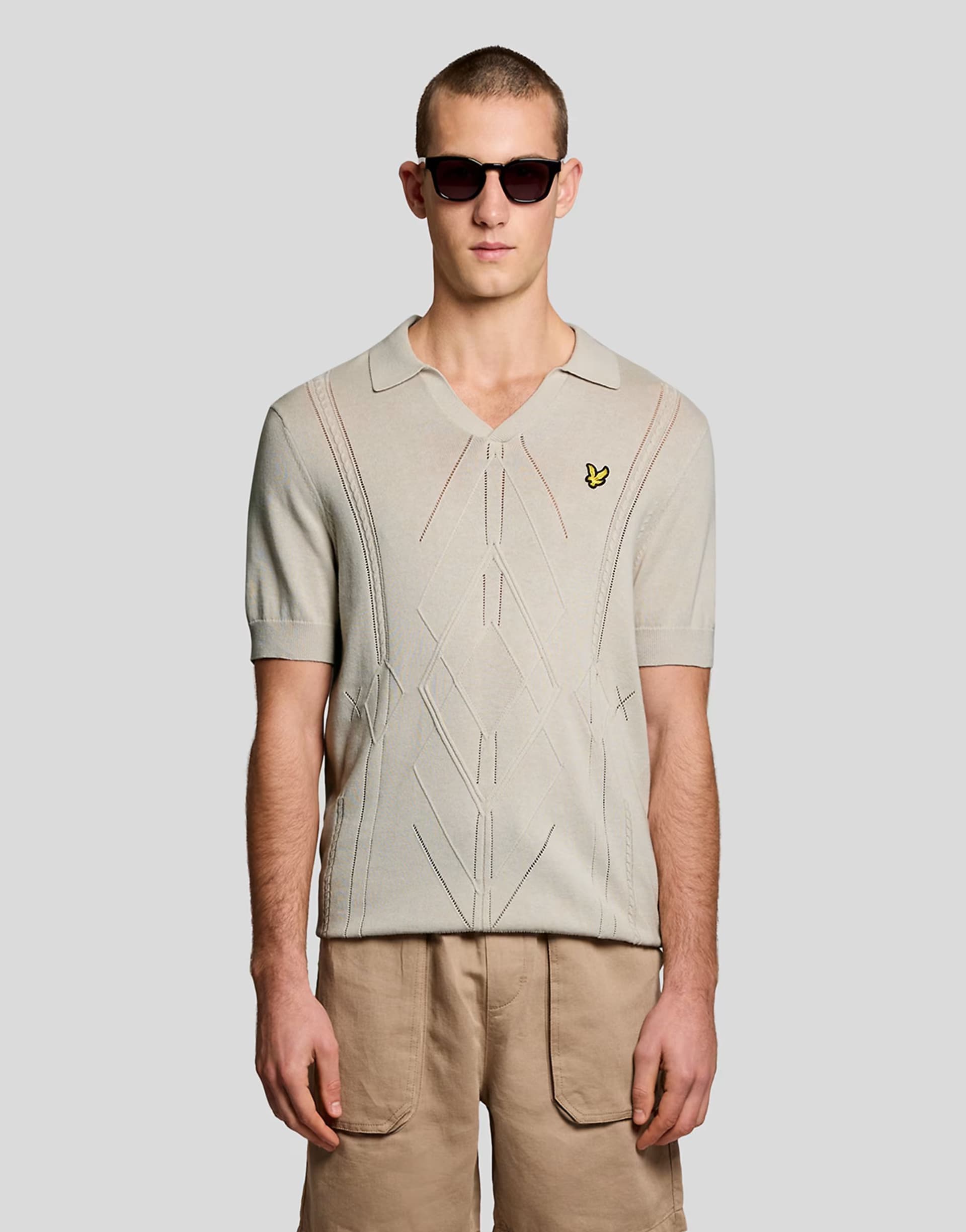 ASOS Lyle & Scott Mid knits argyle knitted polo in w870 cove