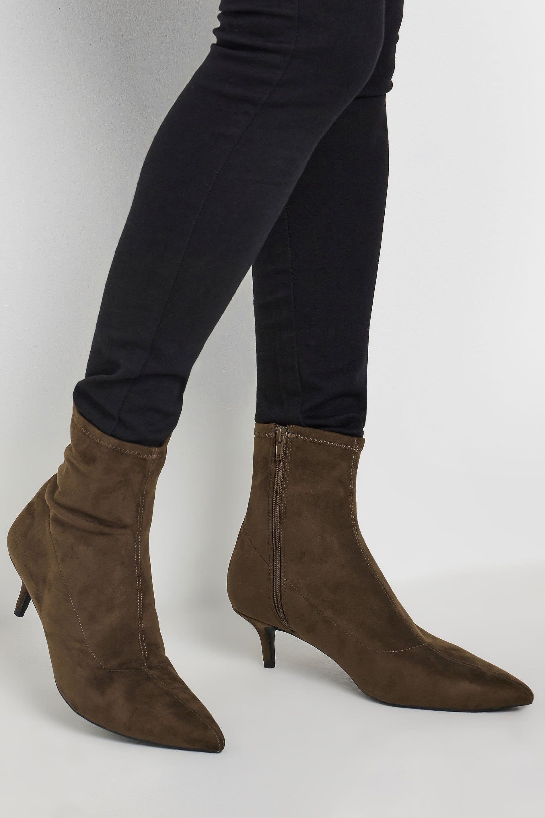Long Tall Sally Long Tall Sally Brown Suede Heeled Boots