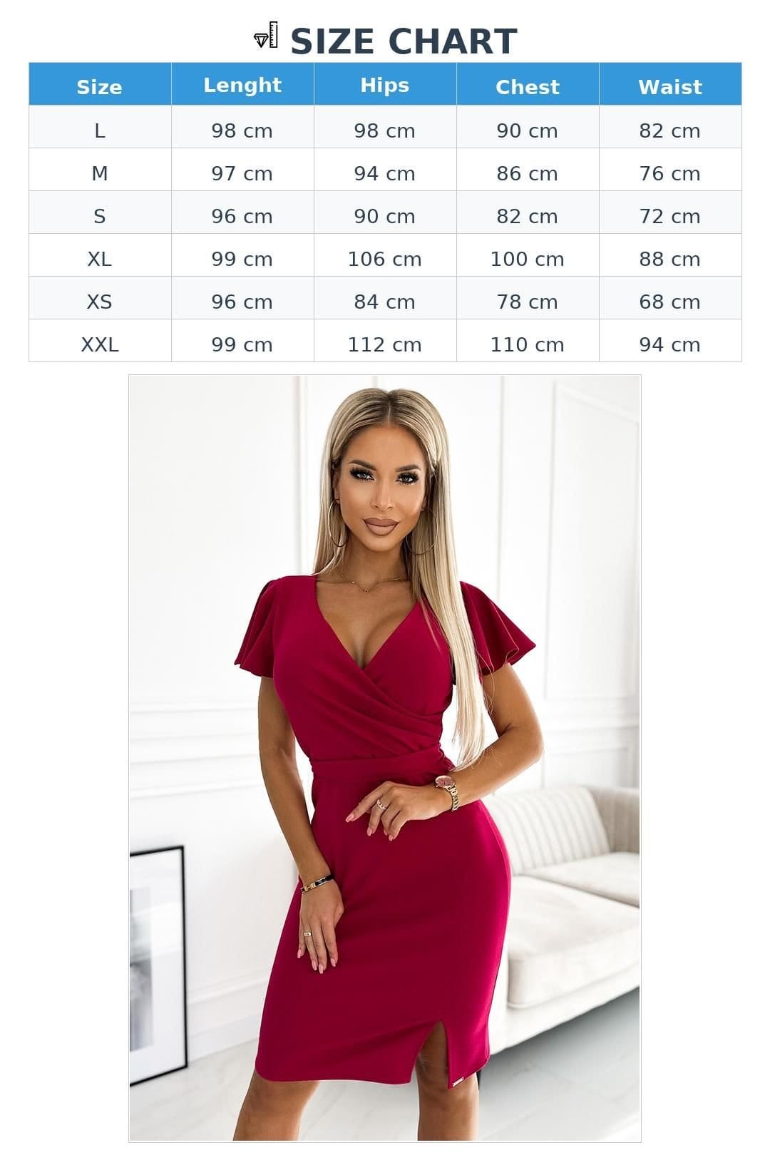 Love Lace Love Lace Women's Cocktail Dress Envelope Neck Belt Slit Style 188120 in Burgundy - 4