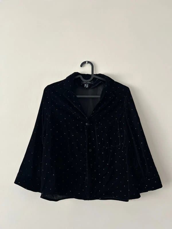 New Look black velvet light jacket or blouse with diamonds