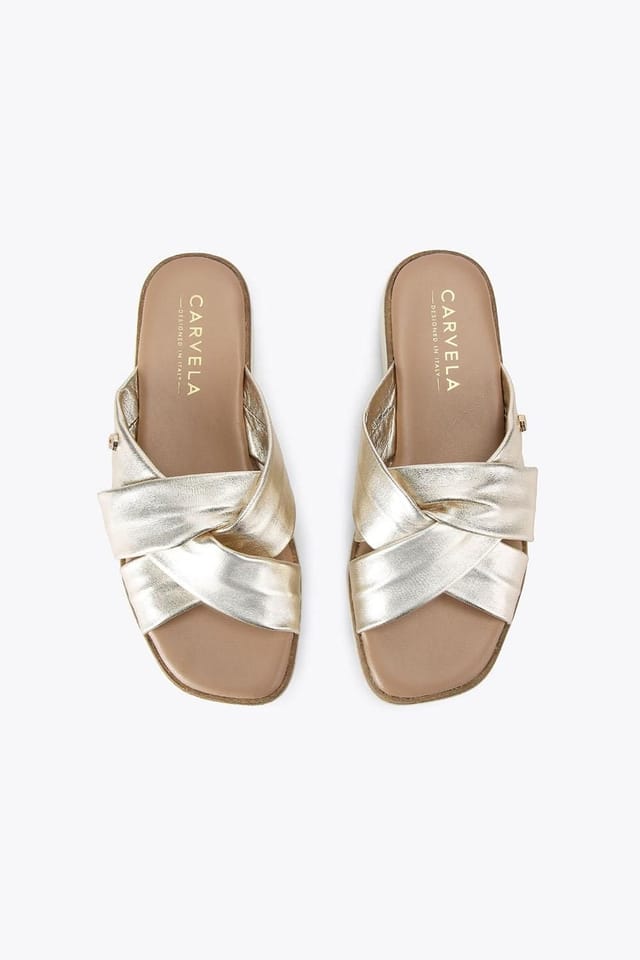 Carvela Carvela Women's 'Vita Cross Strap' Leather Sandals in Gold - 2