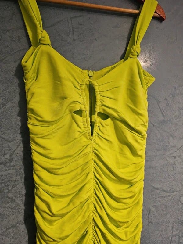 Zara Zara new neon green ruched cut out dress