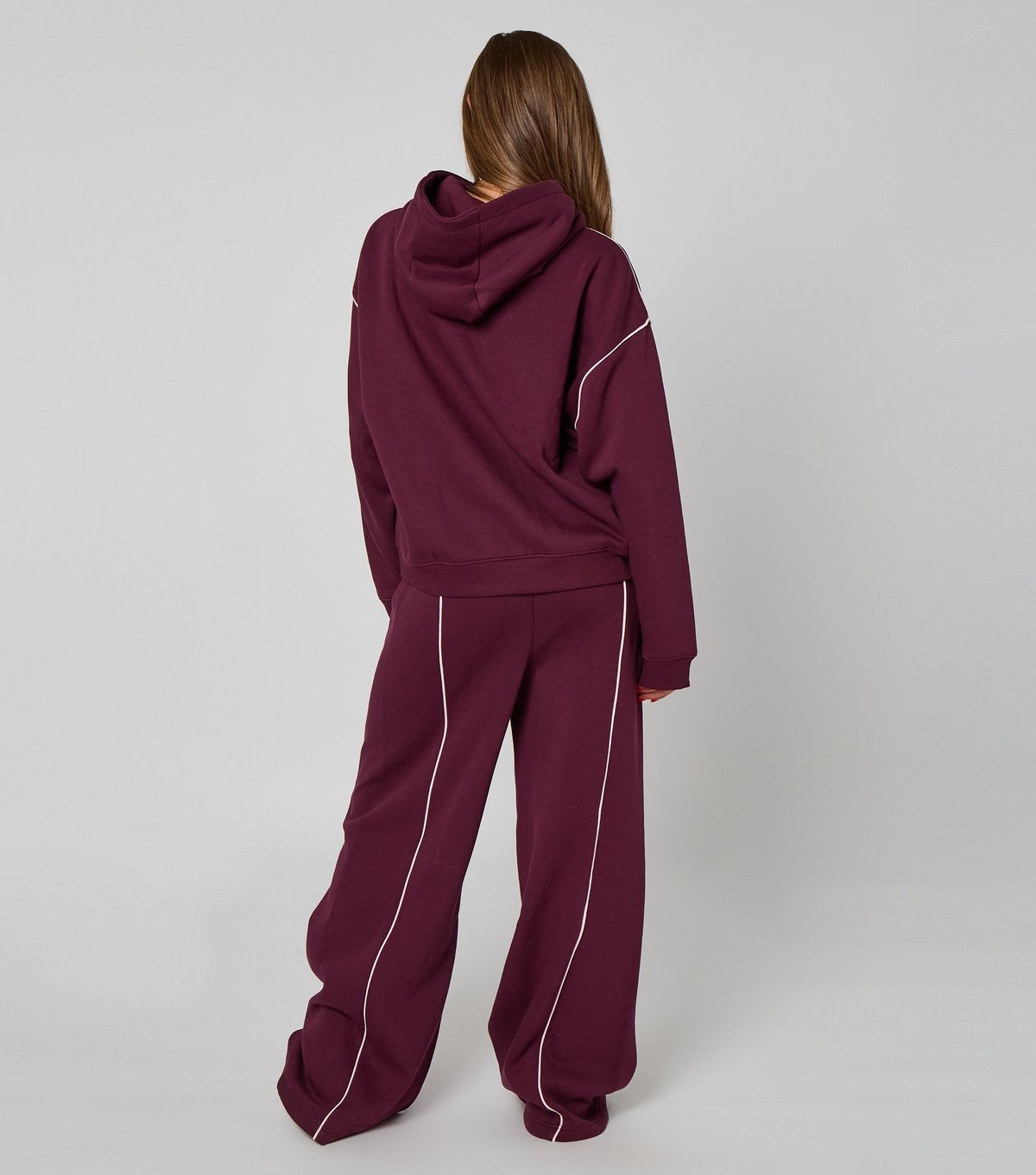 Urban Bliss Women's Dark Burgundy Piped Logo Hoodie Urban Bliss New Look - 4