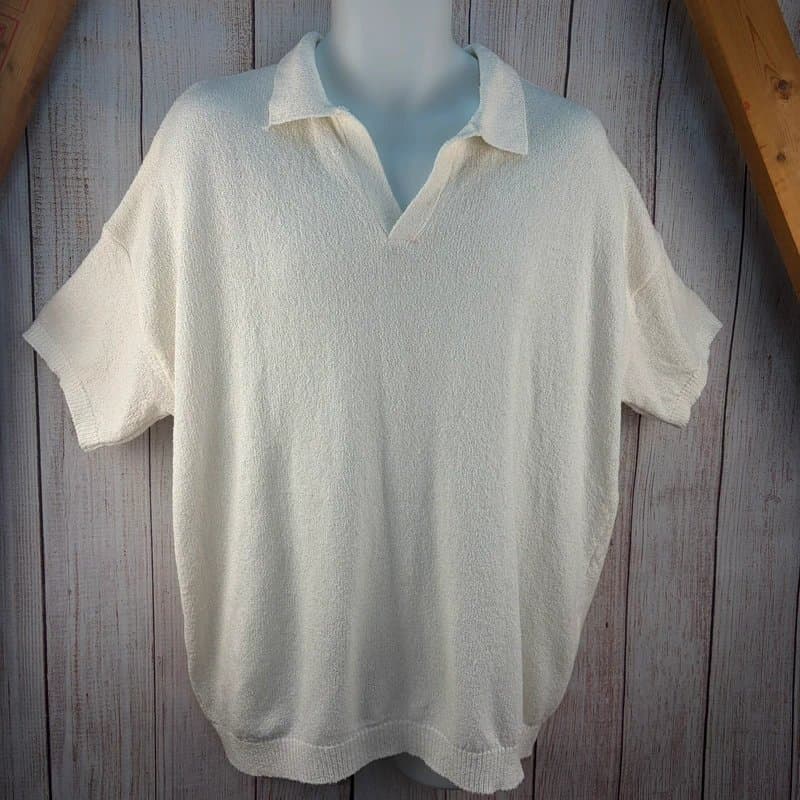 ASOS ASOS Oversized Knitted Polo Top Cream XL Relaxed Summer