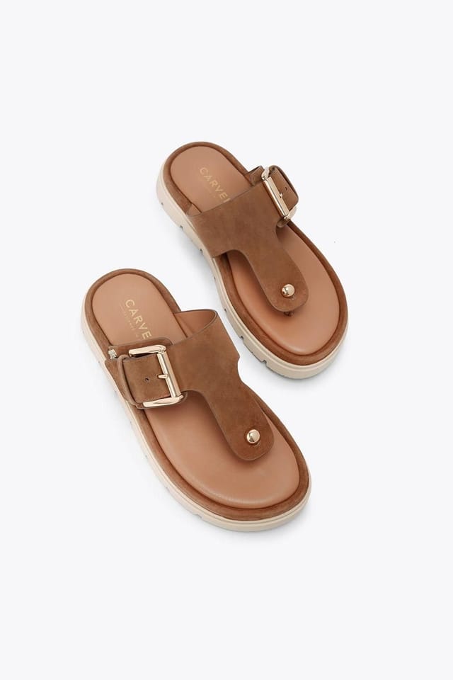 Carvela Carvela Women's 'Pavilion T Bar Mule' Suede Sandals in Brown - 2