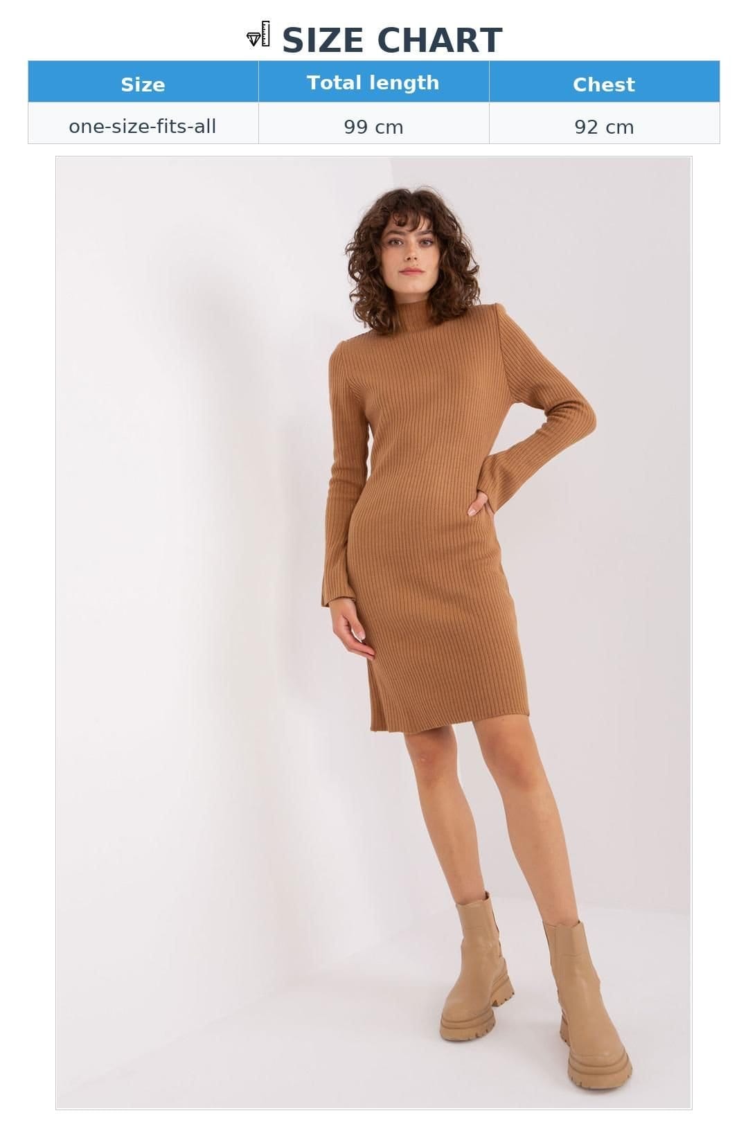Love Lace Love Lace Women's Ribbed Midi Long Sleeve Acrylic Sweater Dress in Brown - 4