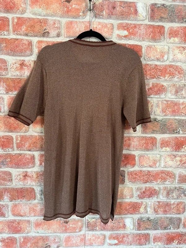 Vintage Brown Short Sleeved Vintage Knitted Jumper