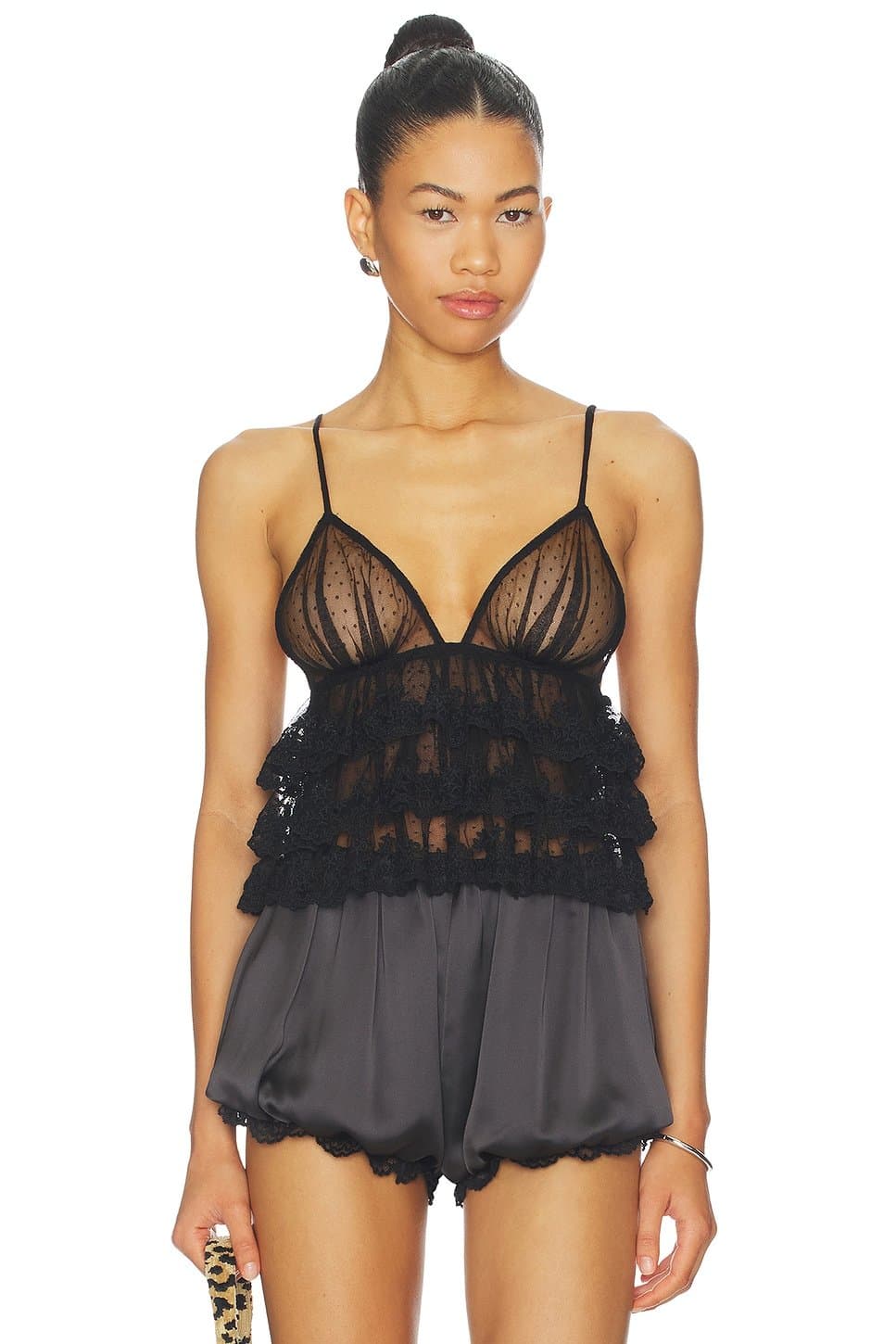 revolve Revolve Black Lace Camisole with Shorts