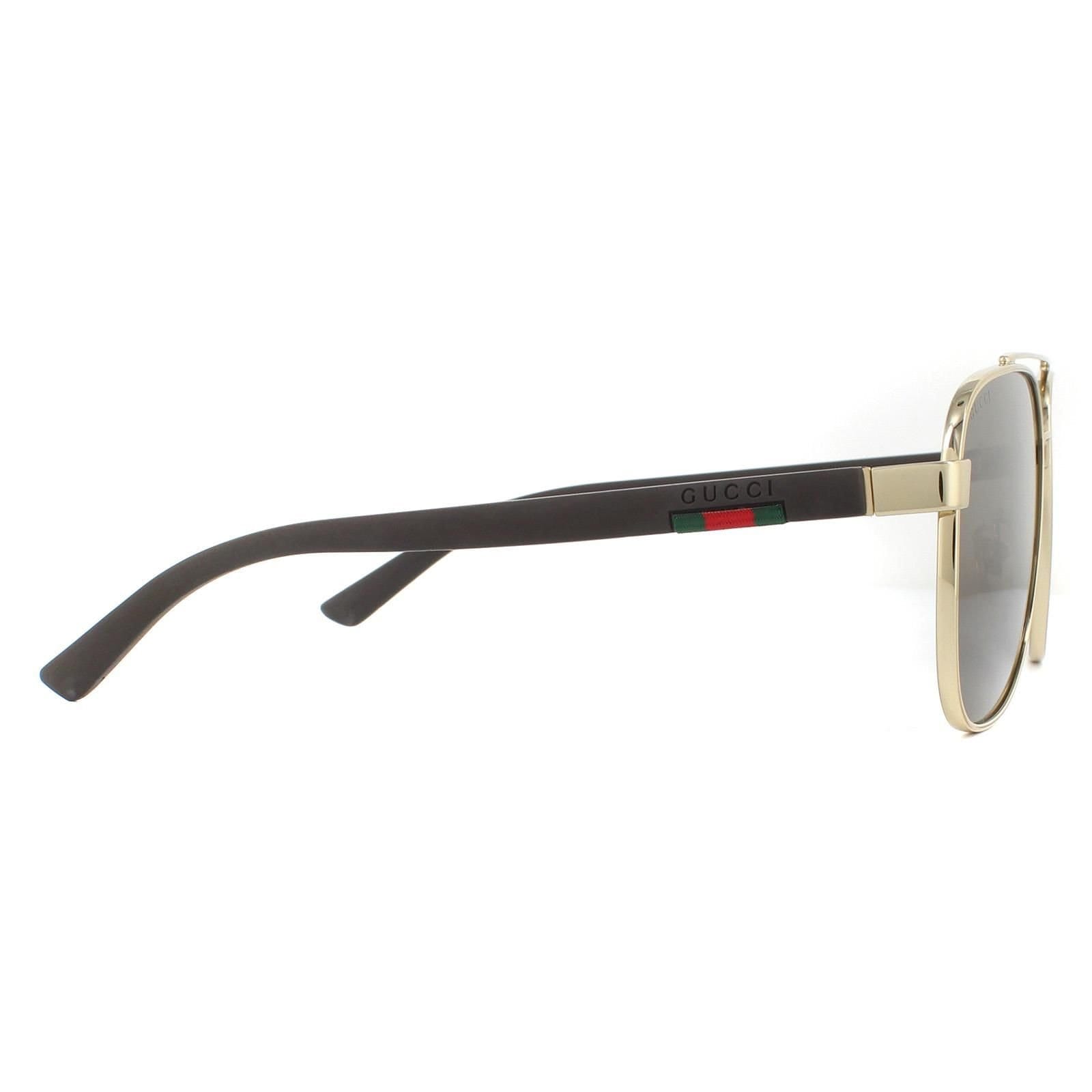 Gucci Gucci Men's Aviator Gold Brown Sunglasses - 4