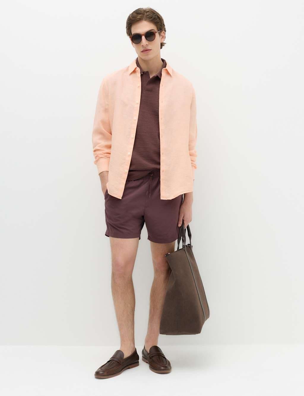 Marks & Spencer M&S Regular Fit Pure Linen Shirt Orange