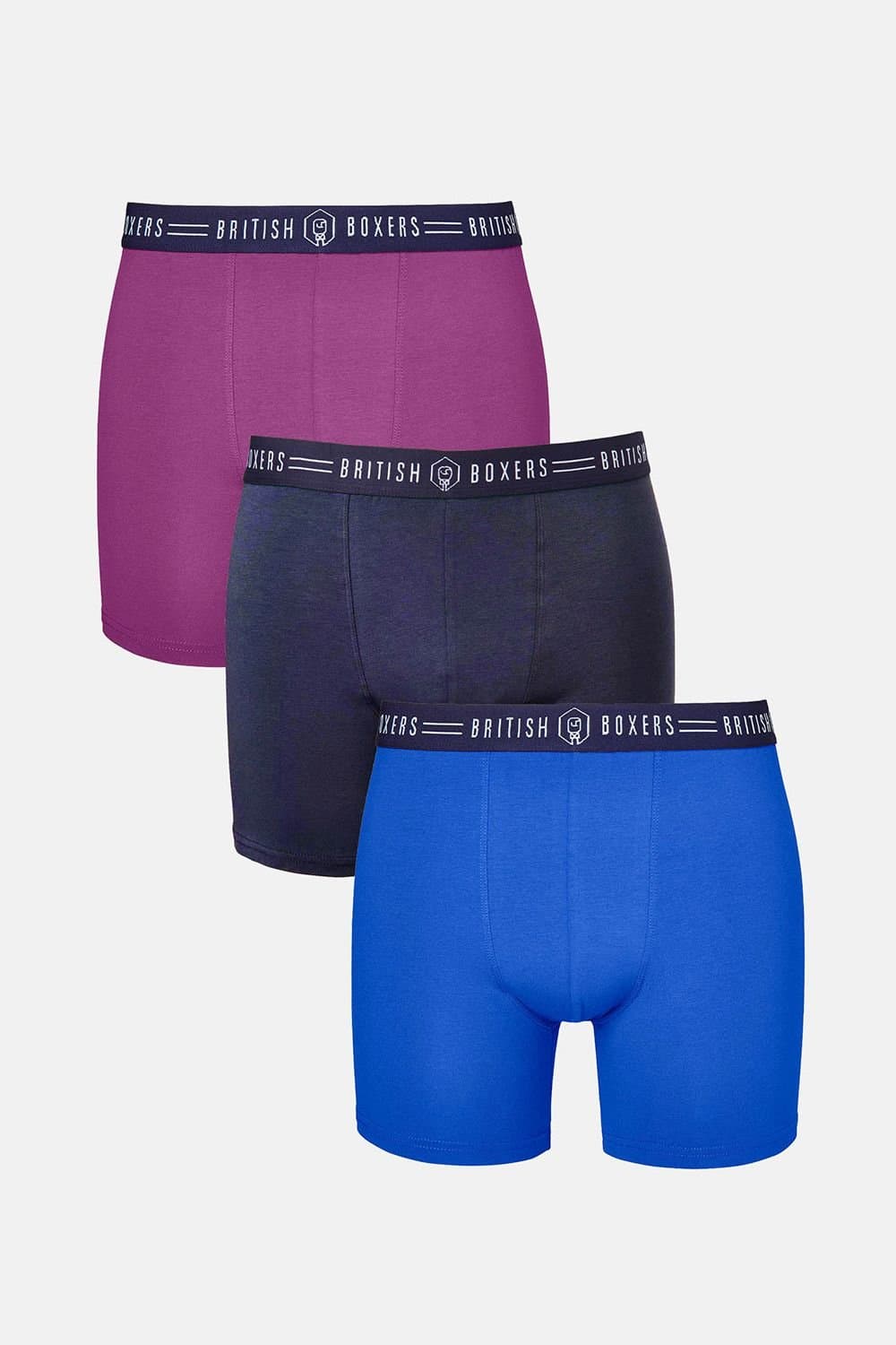 British Boxers British Boxers Men's Pack of Three "Bourbon Blues" Stretch Trunks