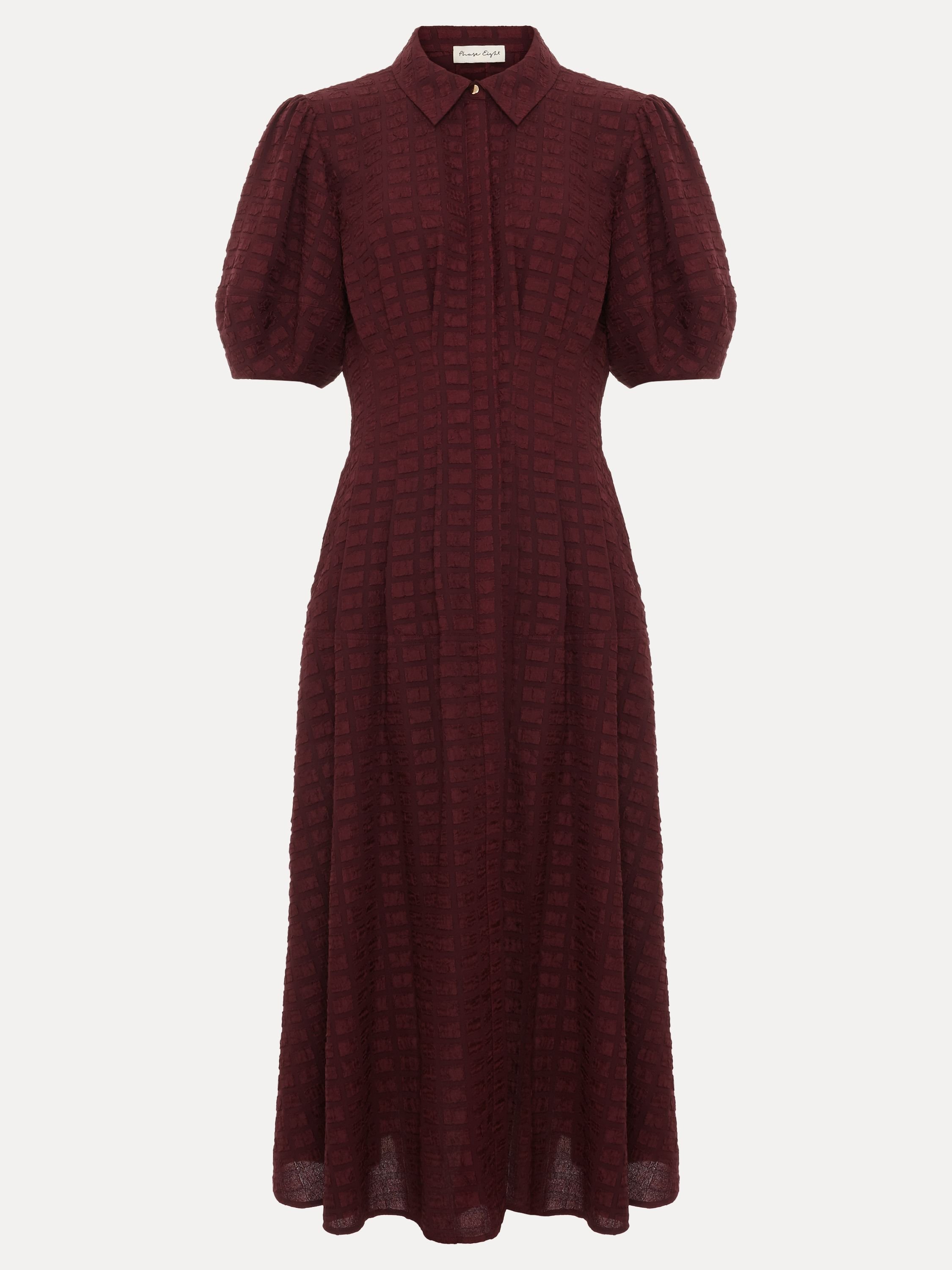 Phase Eight Phase Eight Women's Yasmine Textured Collared Midi Dress in Wine - 2