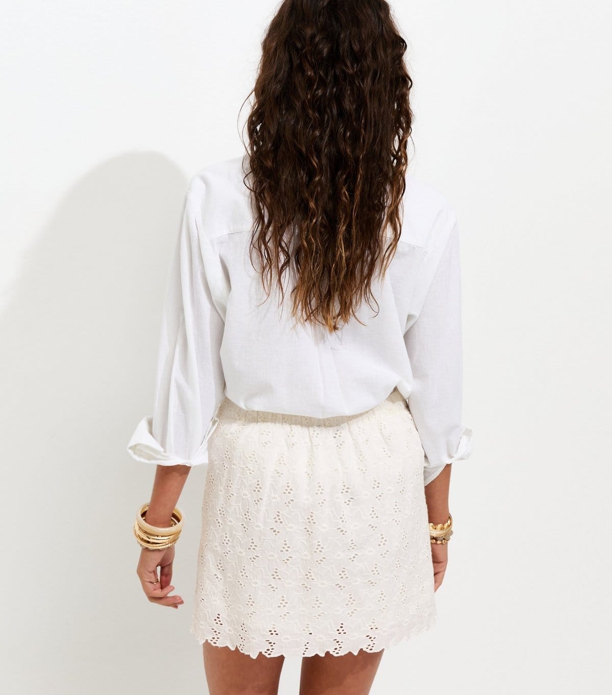 New Look Women's White Cotton Broderie Anglaise Floral Skort New Look - 4
