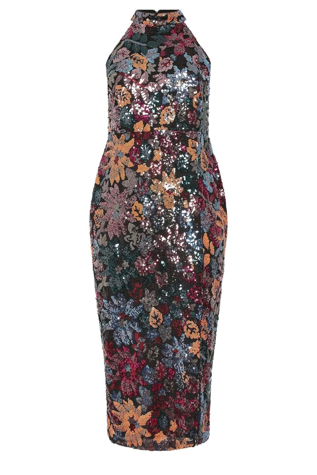 Yours Yours Women's Floral Sequin Maxi Dress in Black - 2