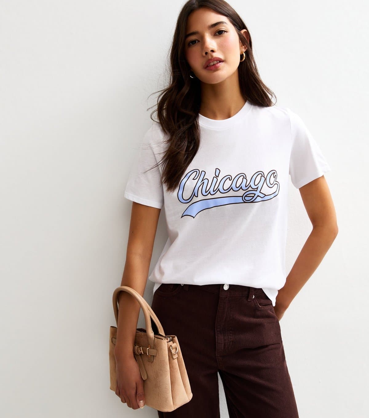 New Look Women's White Chicago Slogan Print T-Shirt New Look