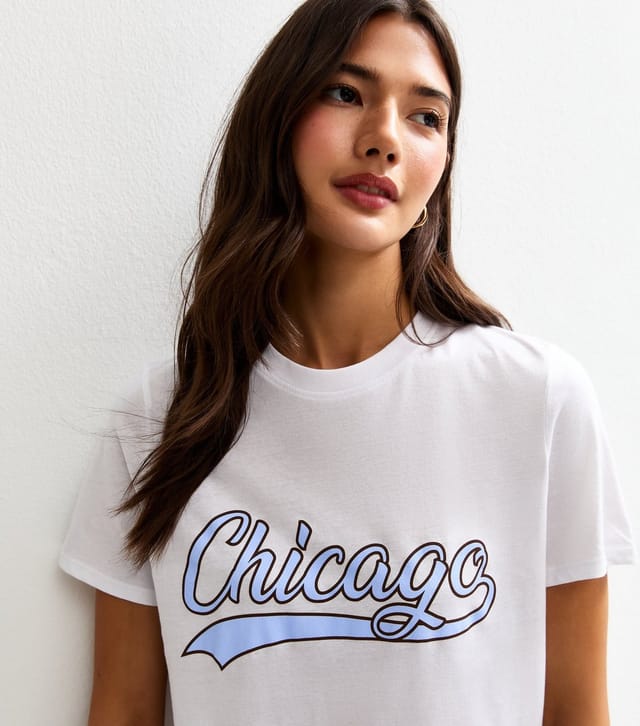 New Look Women's White Chicago Slogan Print T-Shirt New Look - 2