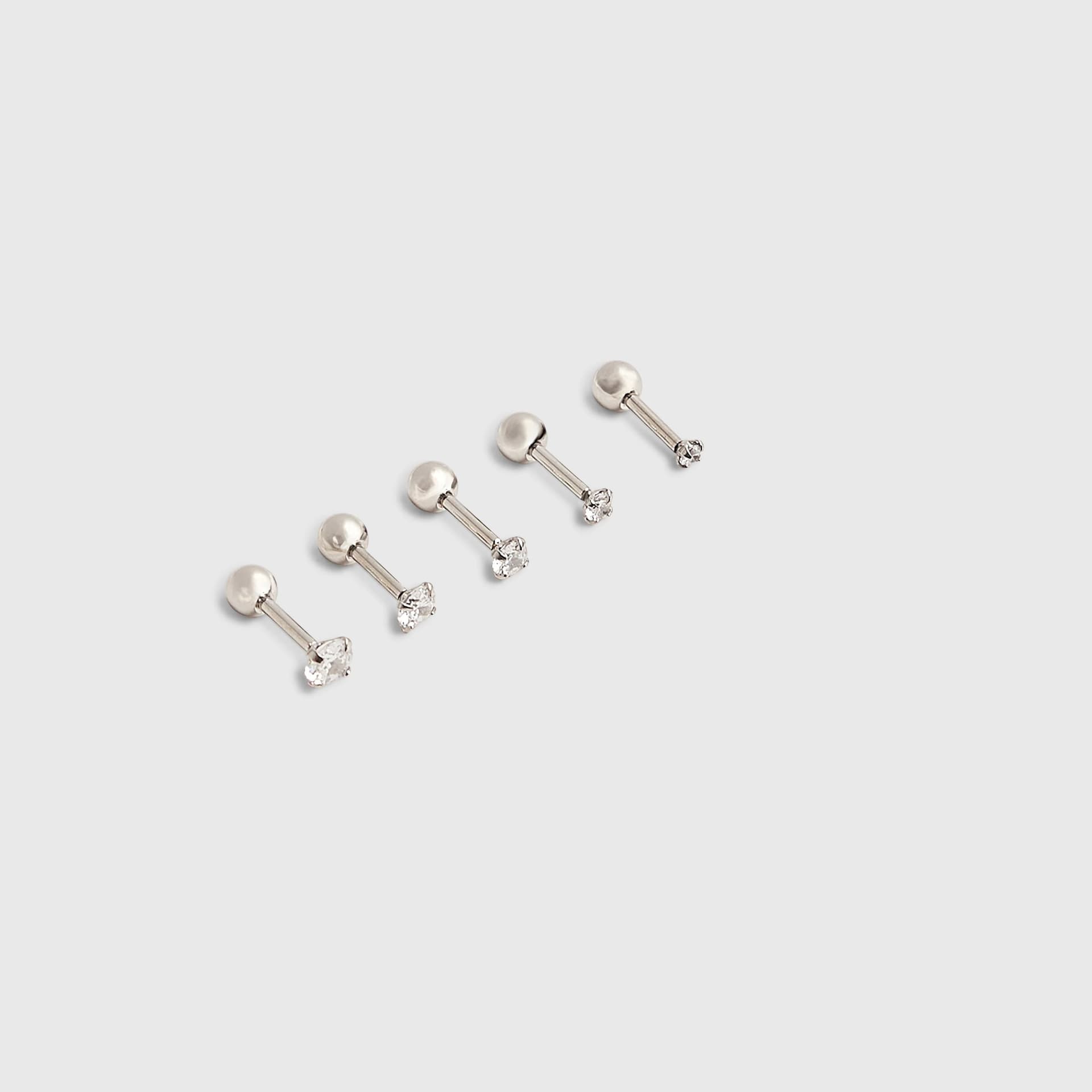 River Island River Island Womens Silver Stud Diamante Earring Pack