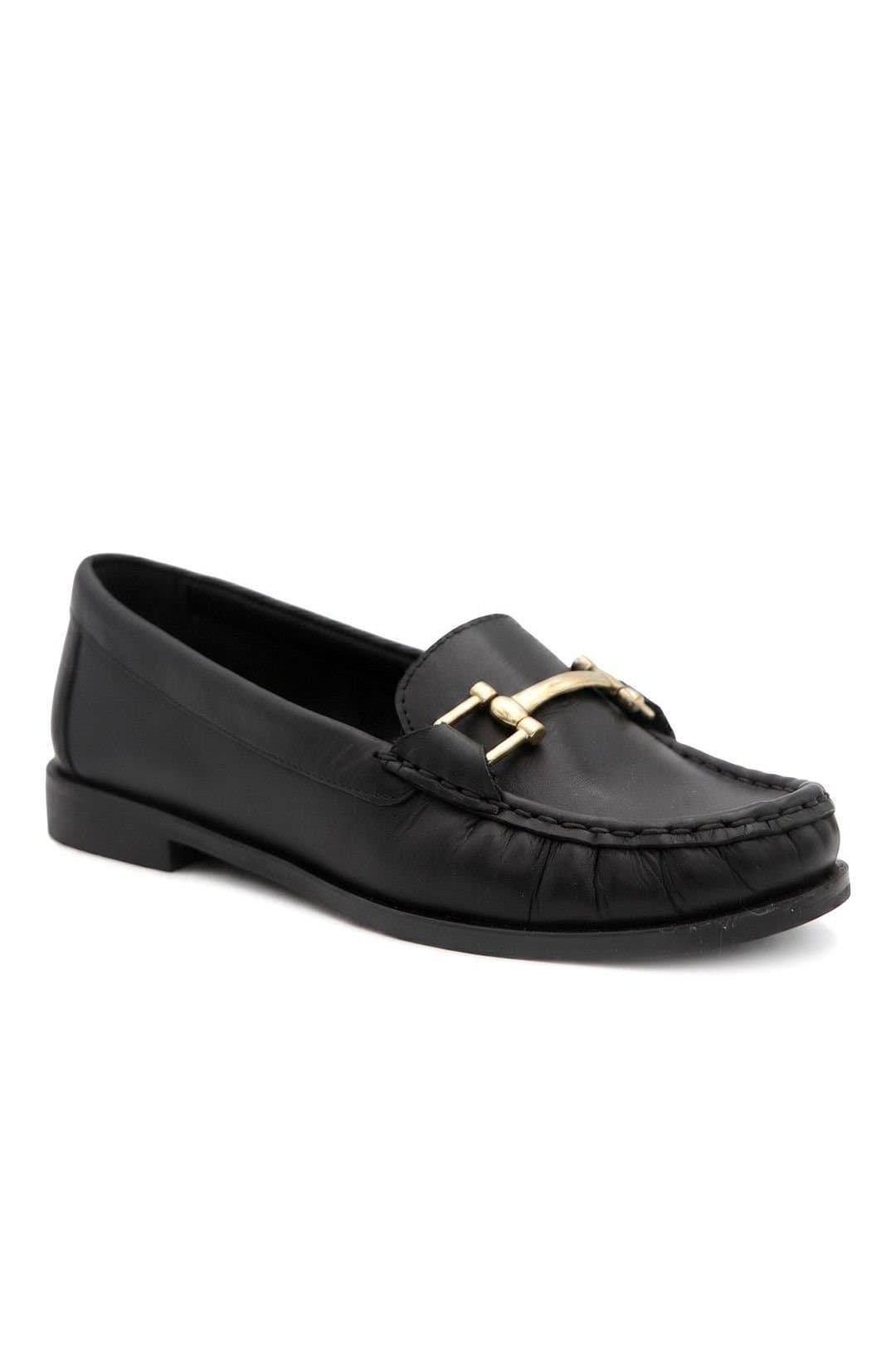 Pavers Pavers Women's Leather Snaffle Detail Smart Moccasins in Black