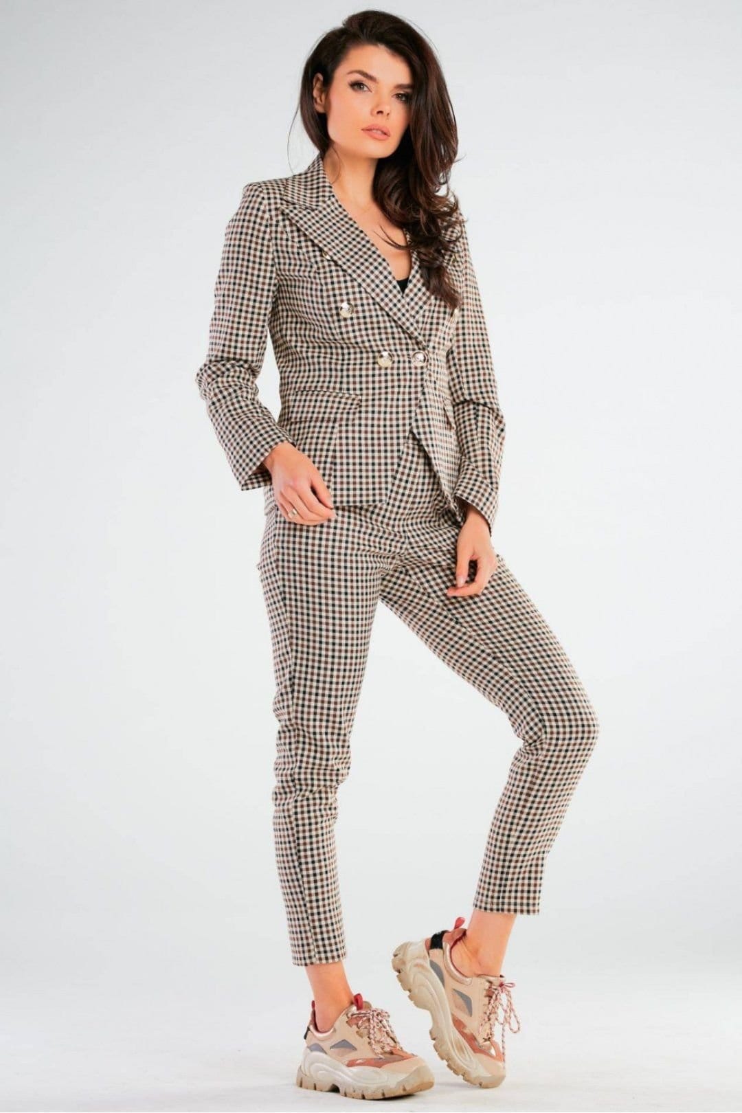 Love Lace Love Lace Women's Fitted Trousers with Front Pockets for Office in Brown - 4