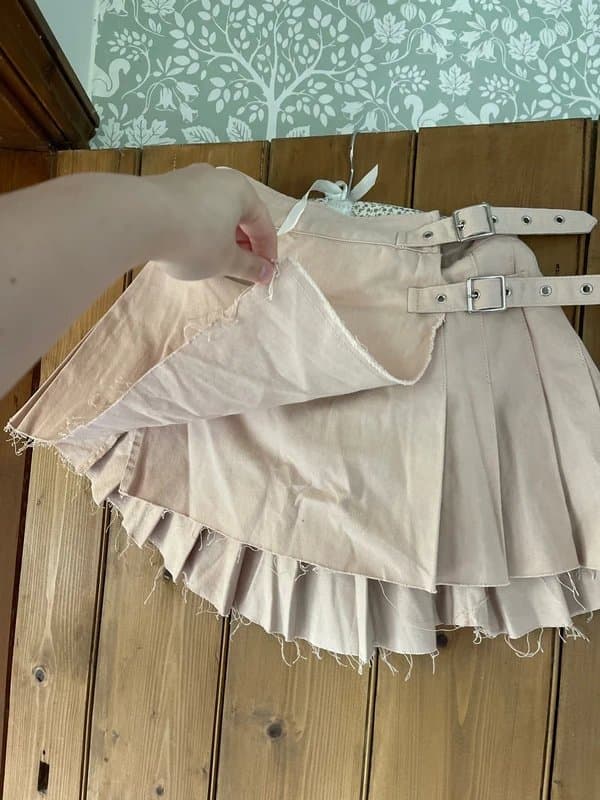 ASOS Design Kilt Style Pleated Buckle Wrap Mini Skirt