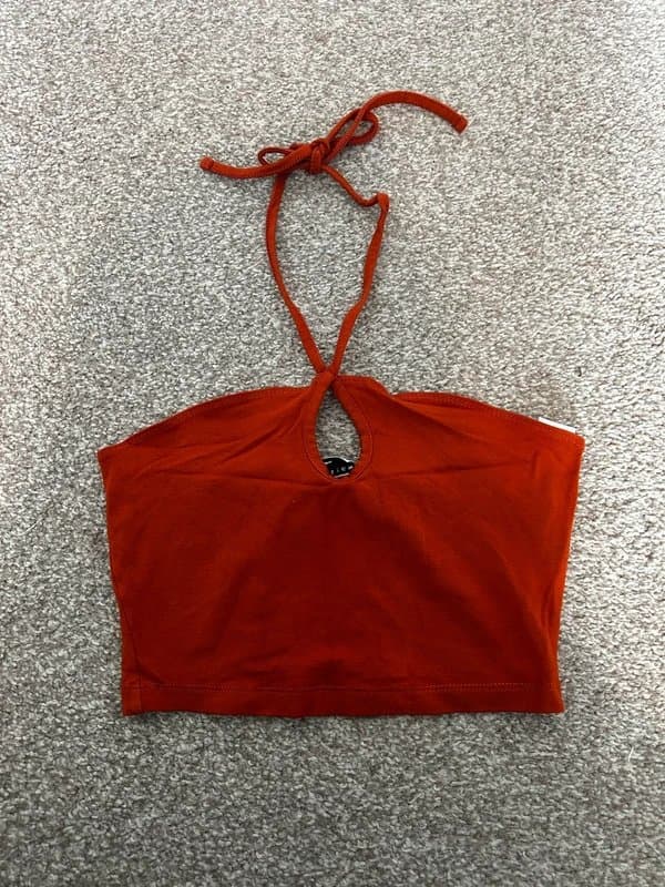 ASOS Design Burnt orange halter neck crop top