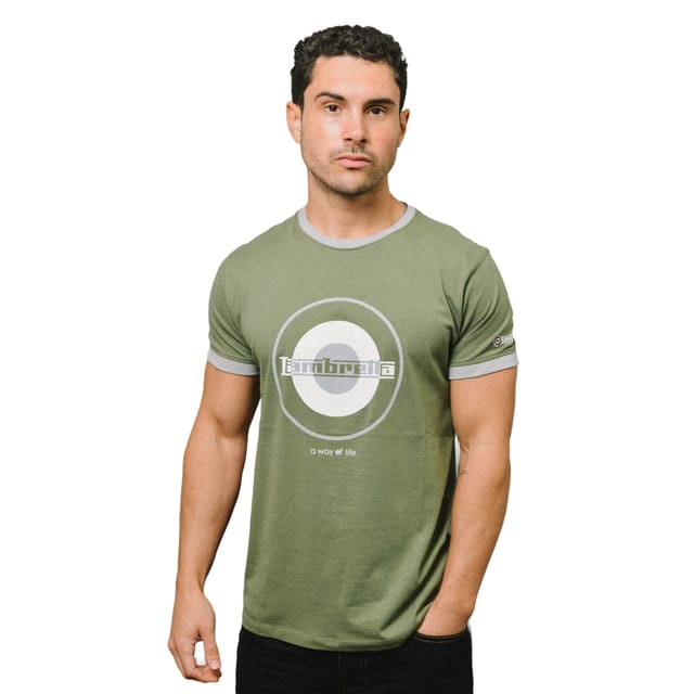 Lambretta Lambretta Men's Target Ringer T-Shirt in Khaki - 3