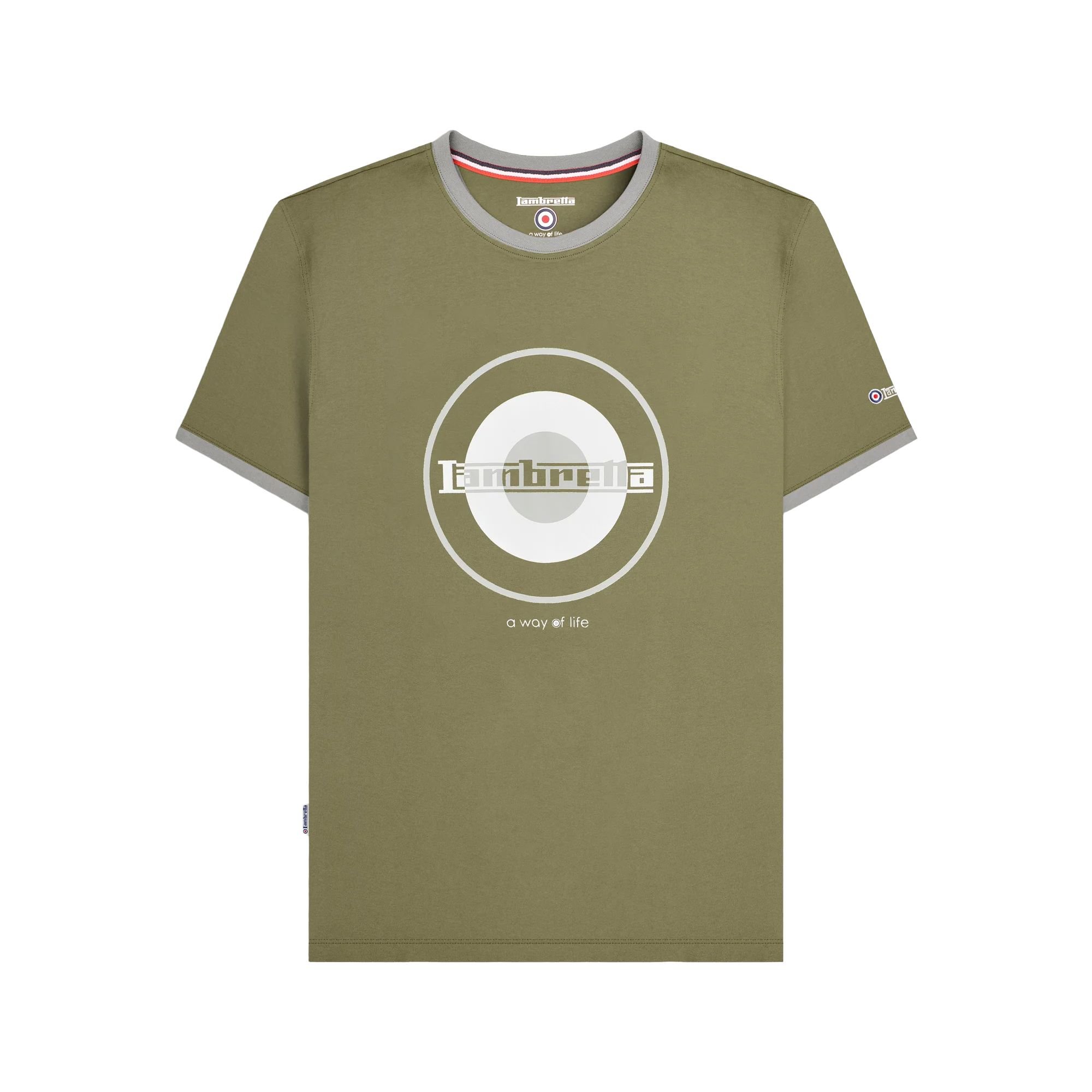 Lambretta Lambretta Men's Target Ringer T-Shirt in Khaki - 4