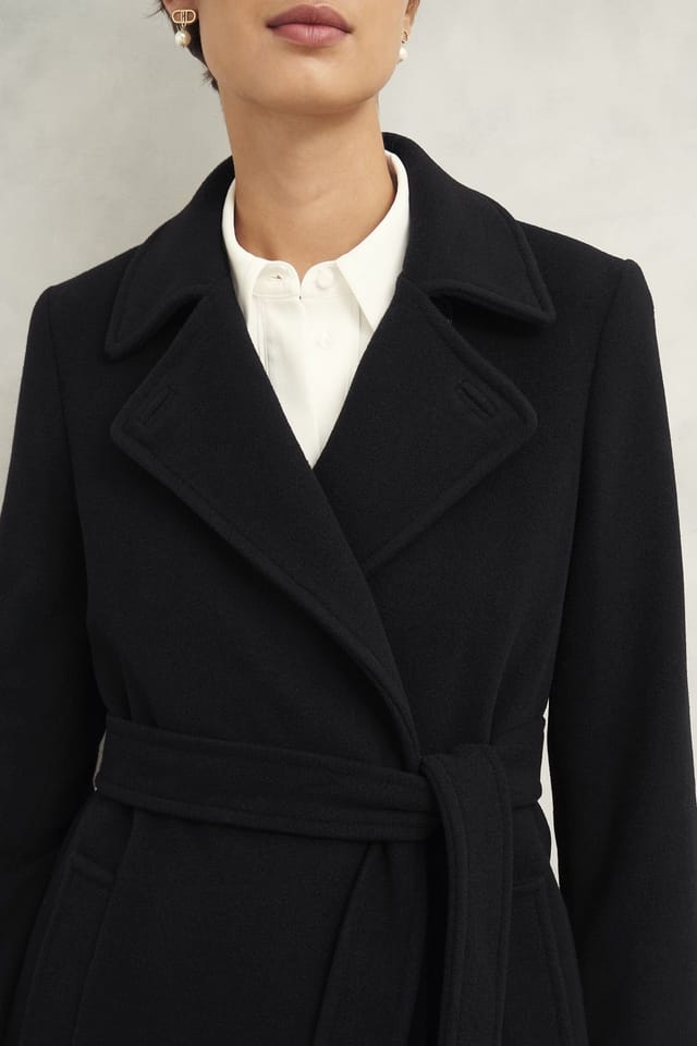 Hobbs London Hobbs London Women's Yasmina Tailored Midi Wrap Overcoat in Black - 3
