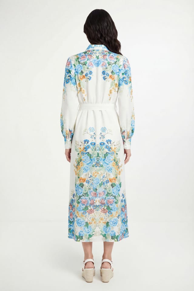 Wallis Wallis Women's Summer Floral Western Shirt Dress in Ivory - 3