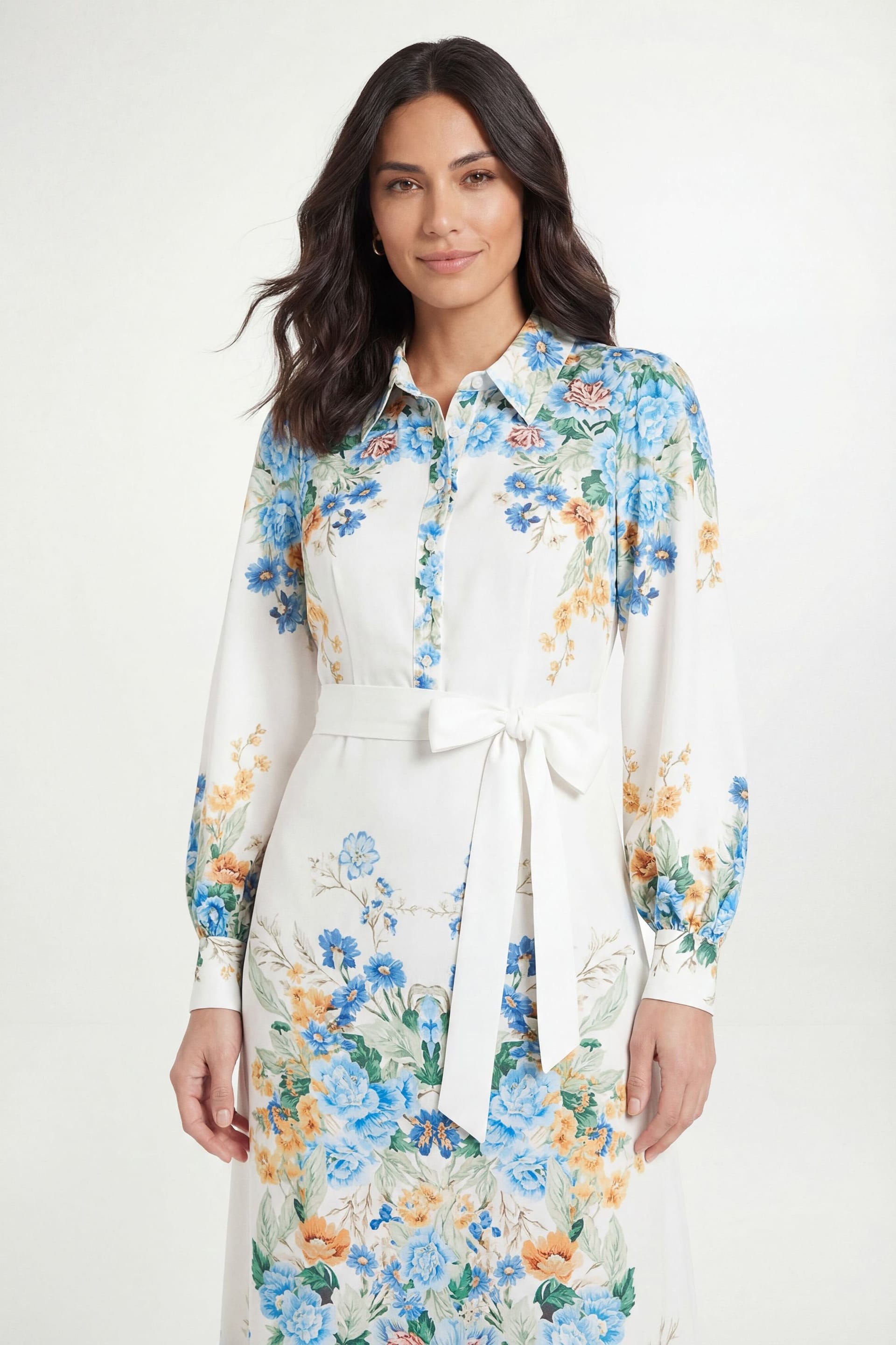 Wallis Wallis Women's Summer Floral Western Shirt Dress in Ivory - 4