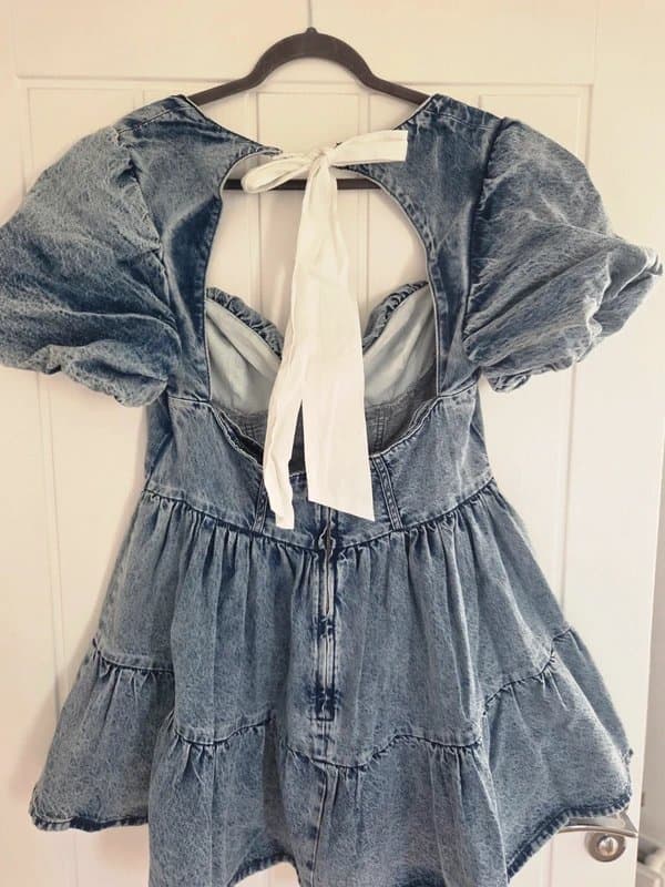 ASOS Asos LUXE Denim puff sleeve mini dress