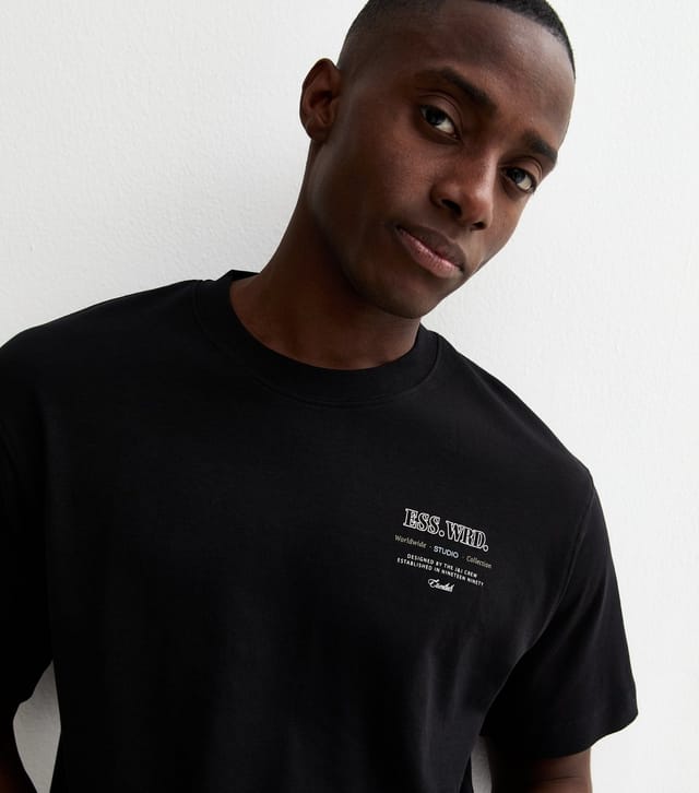 jack & jones Men's Black Studio Collection Regular Short Sleeve T-Shirt Jack & Jones New Look - 2