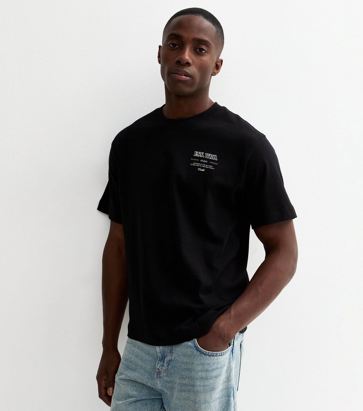 jack & jones Men's Black Studio Collection Regular Short Sleeve T-Shirt Jack & Jones New Look - 4