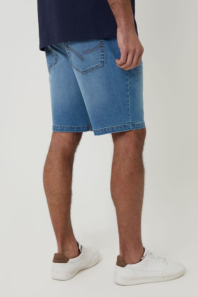 Threadbare Threadbare Men's Turn Up Denim Shorts in Pale Blue - 2