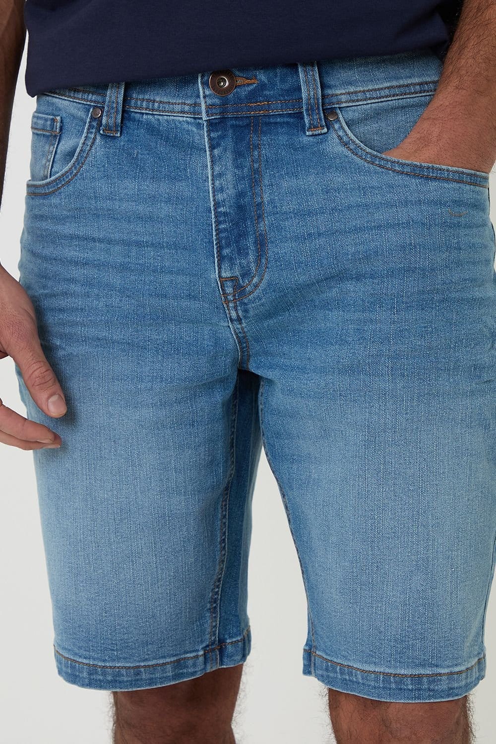 Threadbare Threadbare Men's Turn Up Denim Shorts in Pale Blue - 4