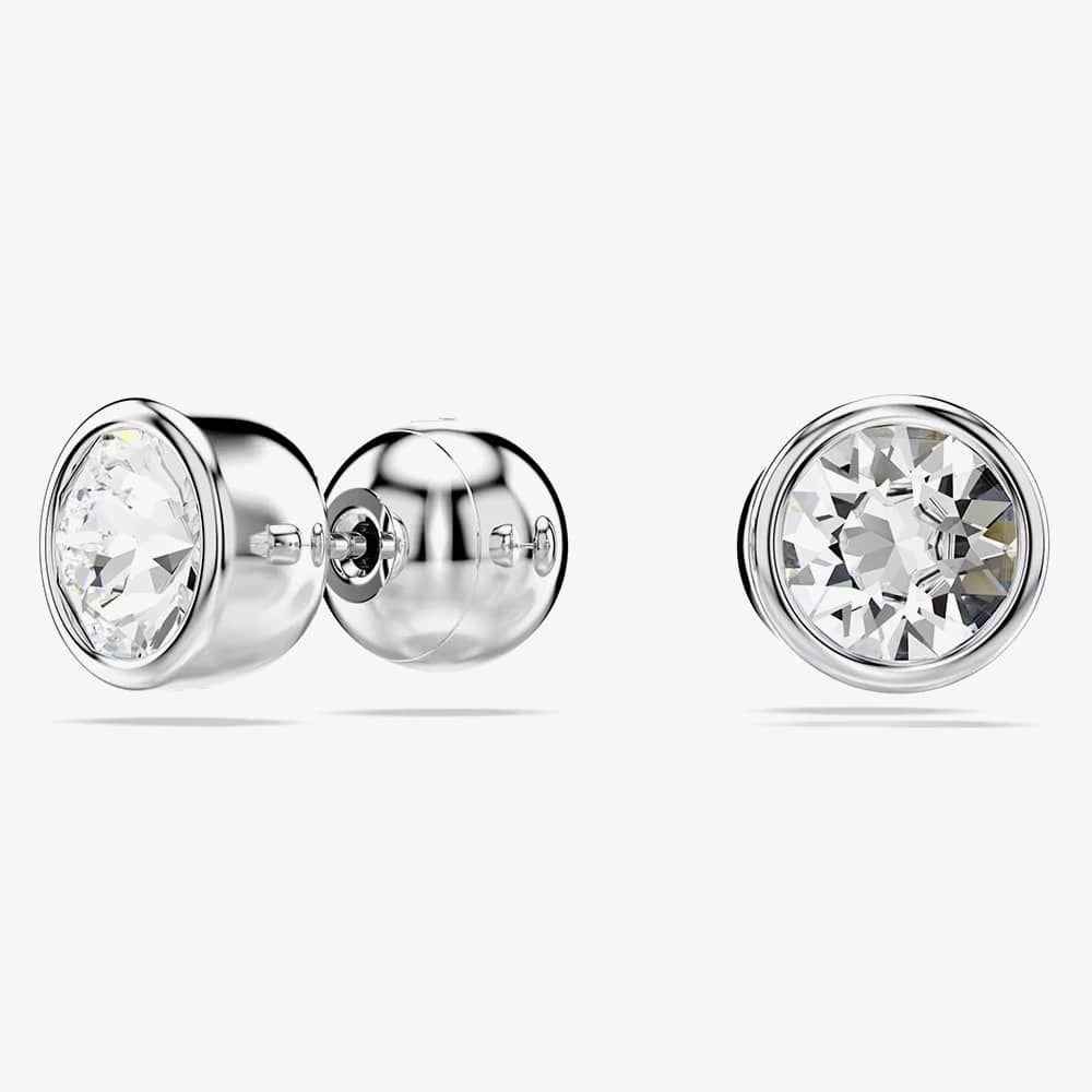Swarovski Swarovski Women's Imber Rhodium Plated White Round Stud Earrings 5696073 in Silver - 2