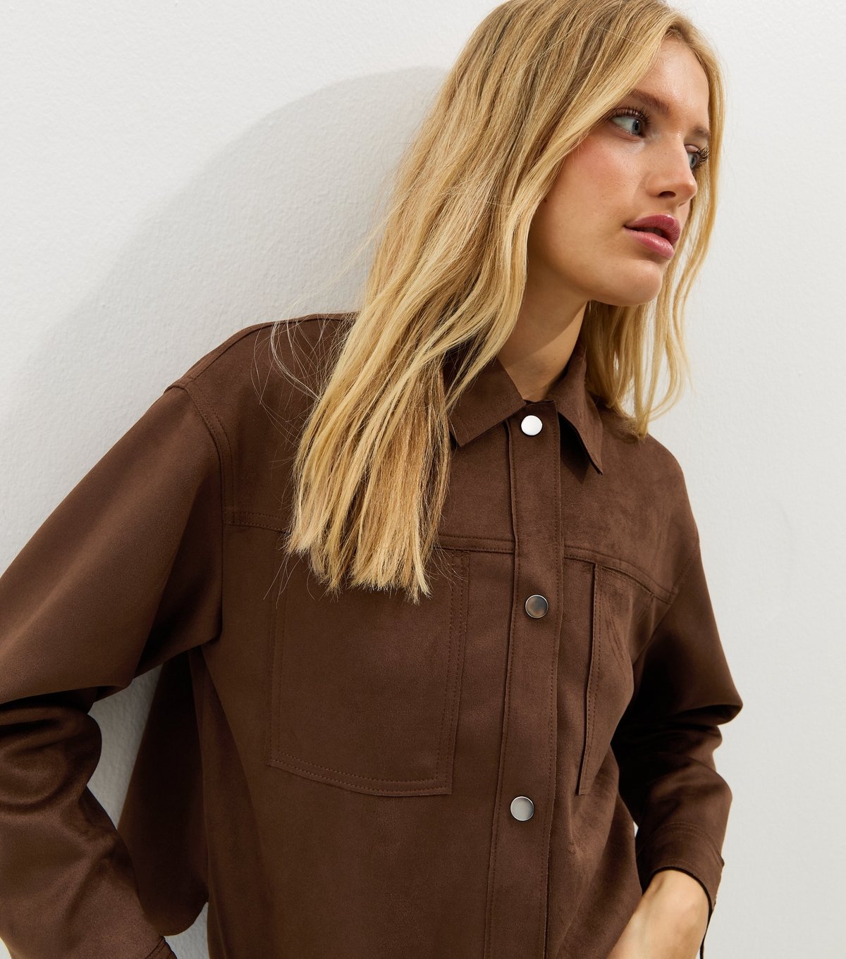 New Look Women's Dark Brown Faux Suede Boxy Shacket New Look - 2