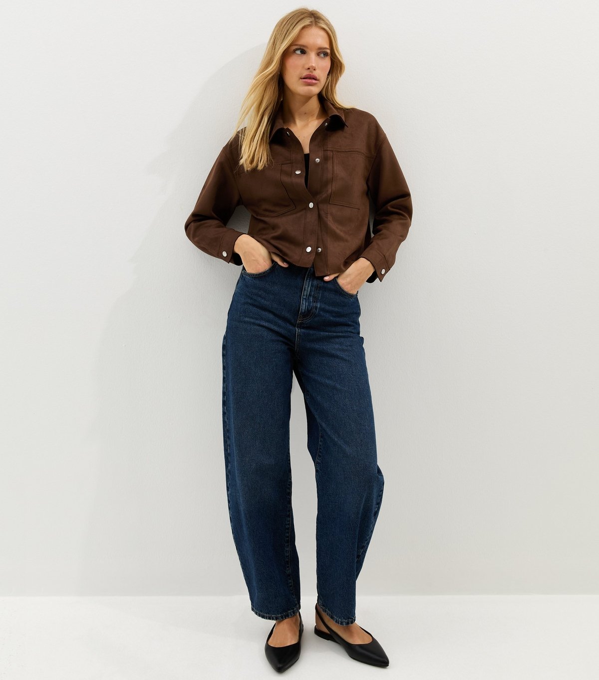 New Look Women's Dark Brown Faux Suede Boxy Shacket New Look - 3