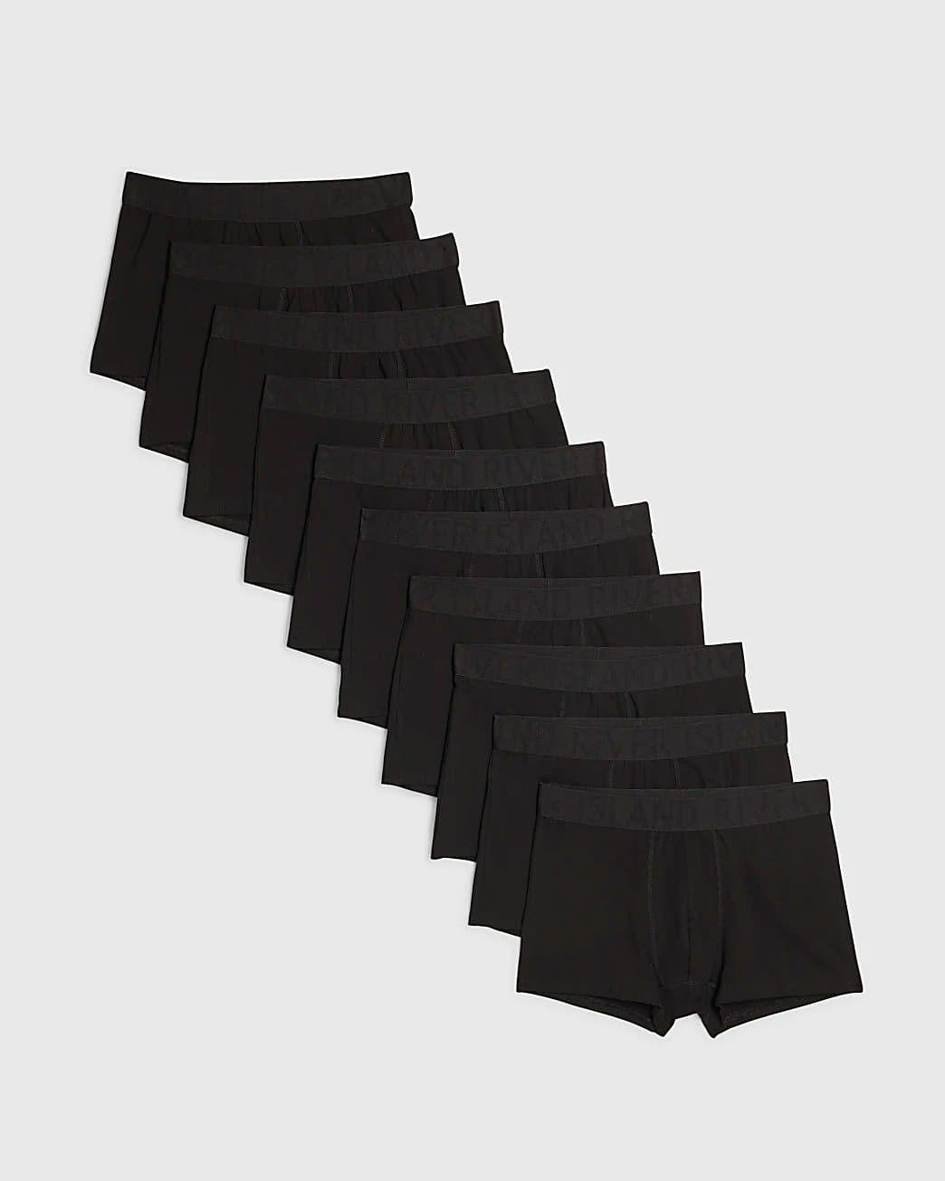 River Island Mens River Island Black Jacquard Ri Pack Of 10 Trunks