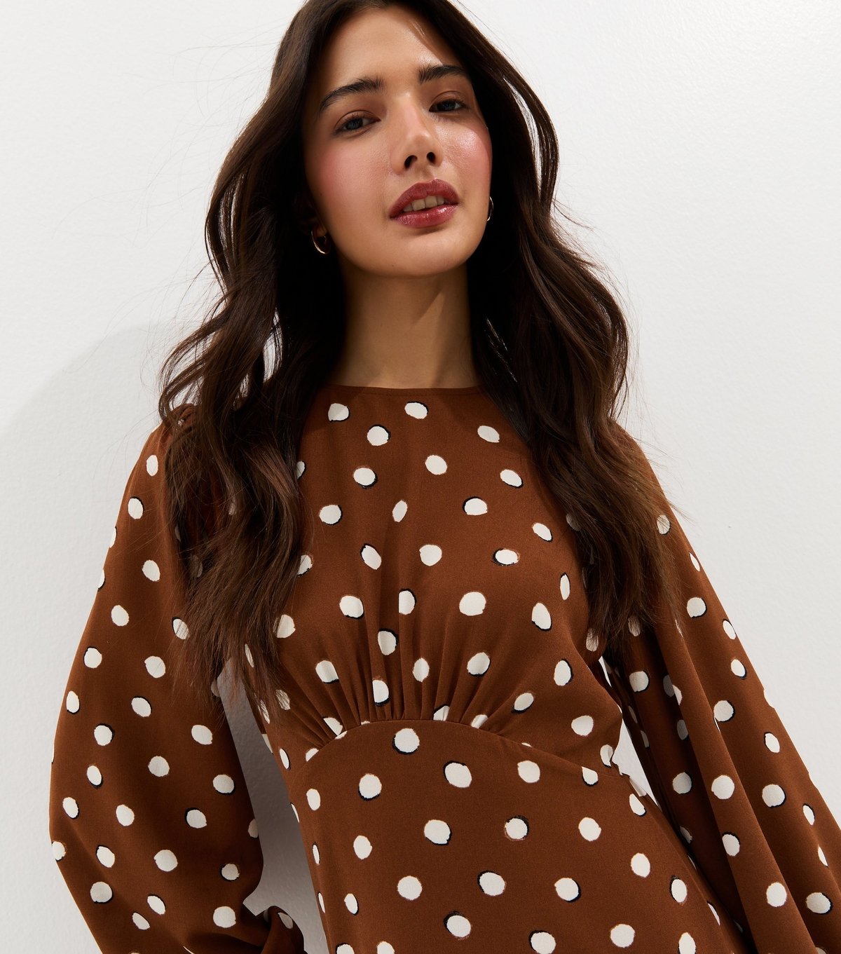 New Look Women's Brown Polka Dot Godet Midi Dress New Look - 3