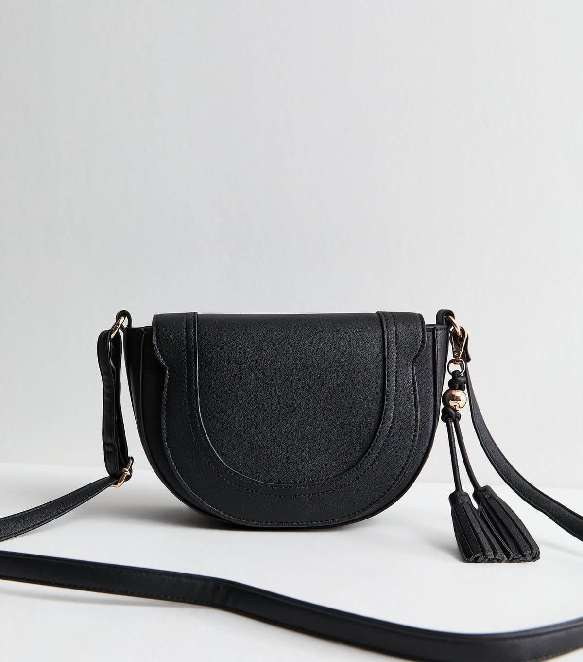 New Look Black Faux Leather Saddle Crossbody Bag New Look