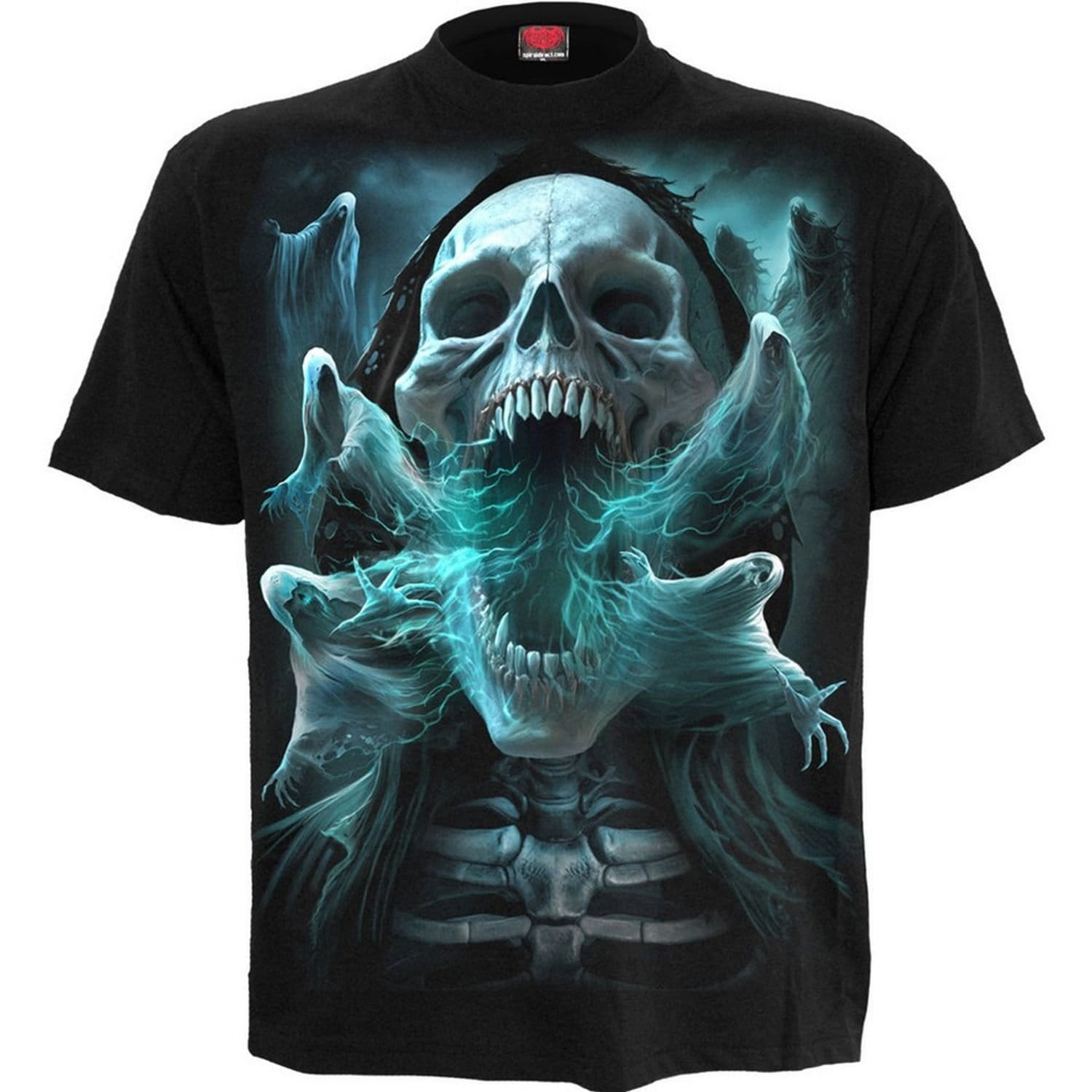 Spiral Direct Men's Ghost Skull Back Print T-Shirt in Black