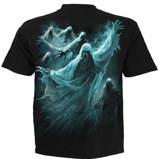 Spiral Direct Spiral Direct Men's Ghost Skull Back Print T-Shirt in Black - 2
