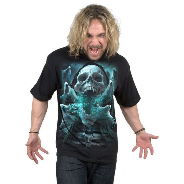 Spiral Direct Spiral Direct Men's Ghost Skull Back Print T-Shirt in Black - 3