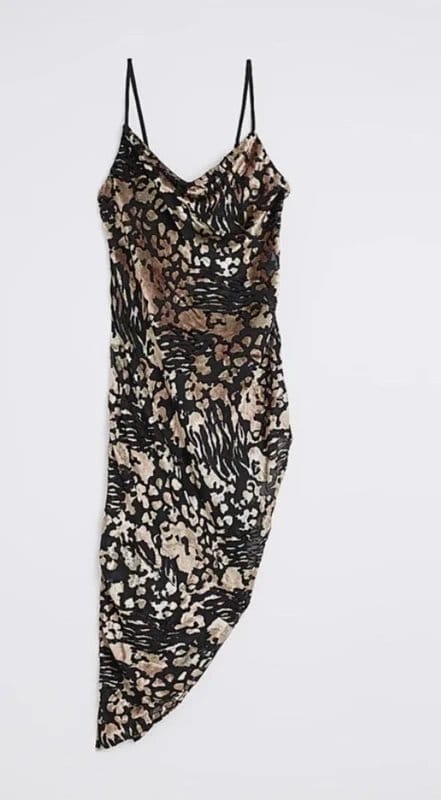 River Island River island cowl neck slinky beach dress in black and gold - 1