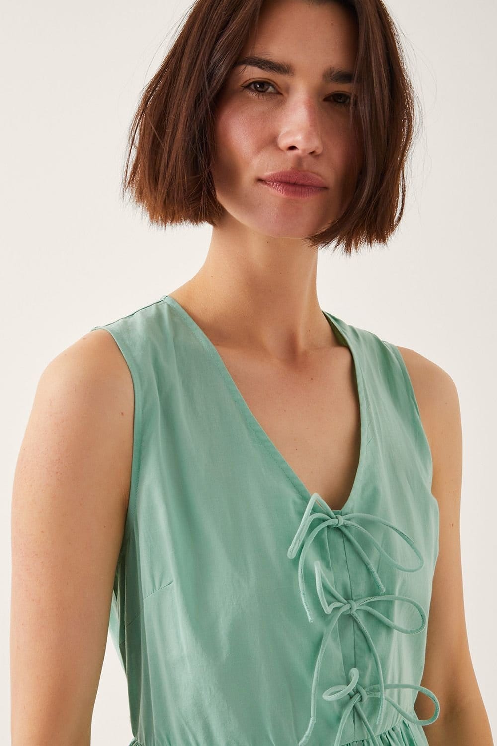 Monsoon Monsoon Women's Sadie Tie Broderie Midi Dress in Green - 4