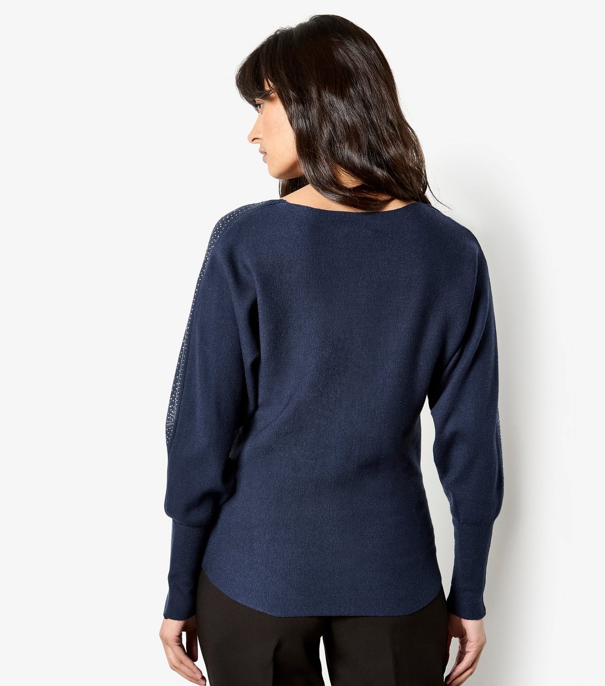 Apricot Women's Navy Stud Ribbed Batwing Jumper Apricot New Look - 3